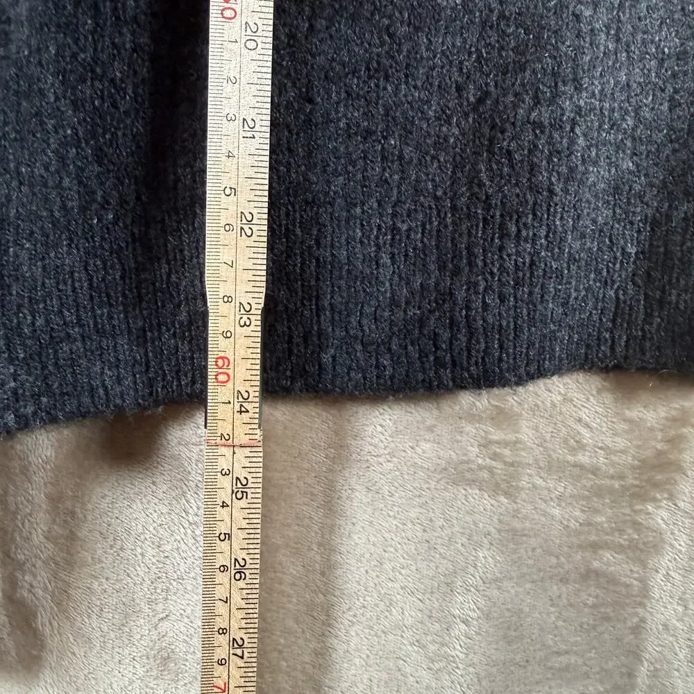 J.Crew Wool Blend Half-Zip Sweater Gray Minimalist Ribbed Medium Preppy